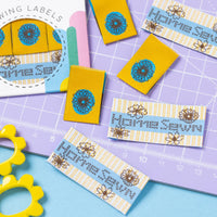 'Home Sewn' woven labels from Little Rosy Cheeks on The Fold Line. The pack includes 6 woven labels ready to be sewn into your handmade clothes.