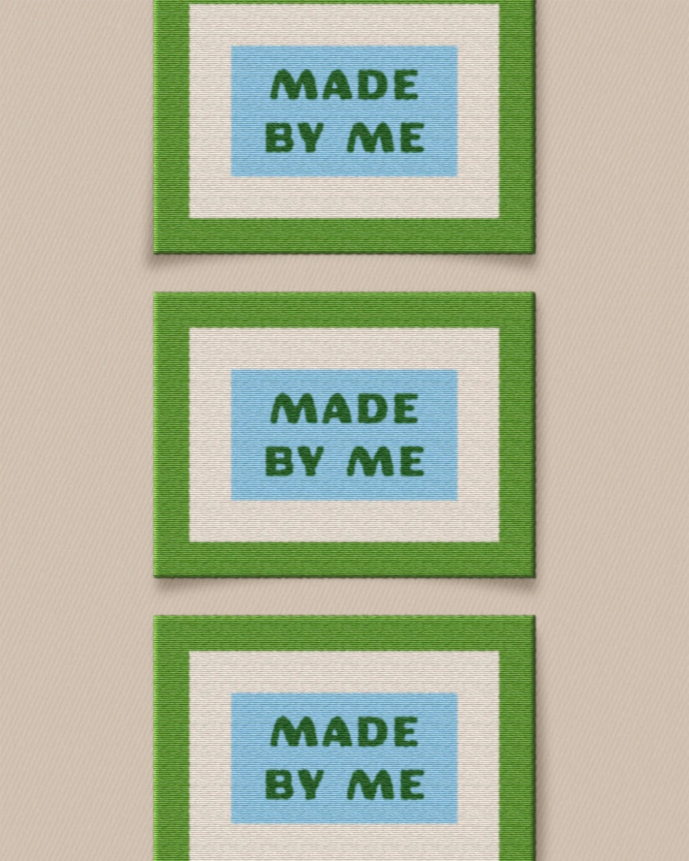 'Made by Me Large' woven labels from Matchy Matchy Sewing Club on The Fold Line. The pack includes 6 woven labels to sew onto your handmade clothes and accessories.