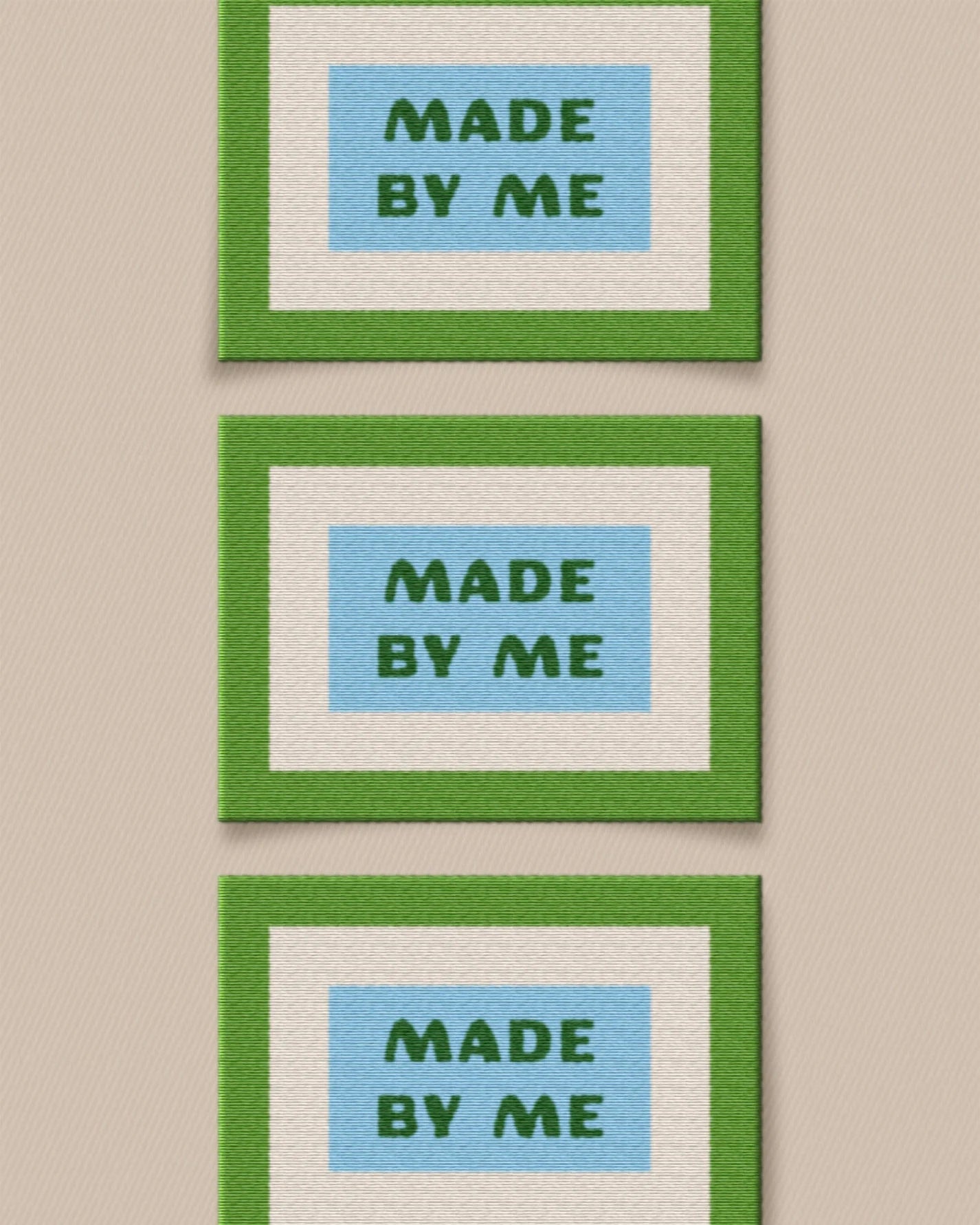 'Made by Me Large' woven labels from Matchy Matchy Sewing Club on The Fold Line. The pack includes 6 woven labels to sew onto your handmade clothes and accessories.