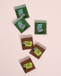 'Matches Square' woven labels from Matchy Matchy Sewing Club on The Fold Line. The pack includes 6 woven labels to sew onto your handmade clothes and accessories.