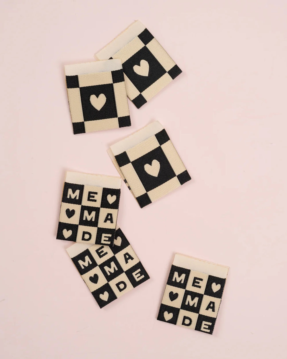 'Me Made Square' woven labels from Matchy Matchy Sewing Club on The Fold Line. The pack includes 6 woven labels to sew onto your handmade clothes and accessories.