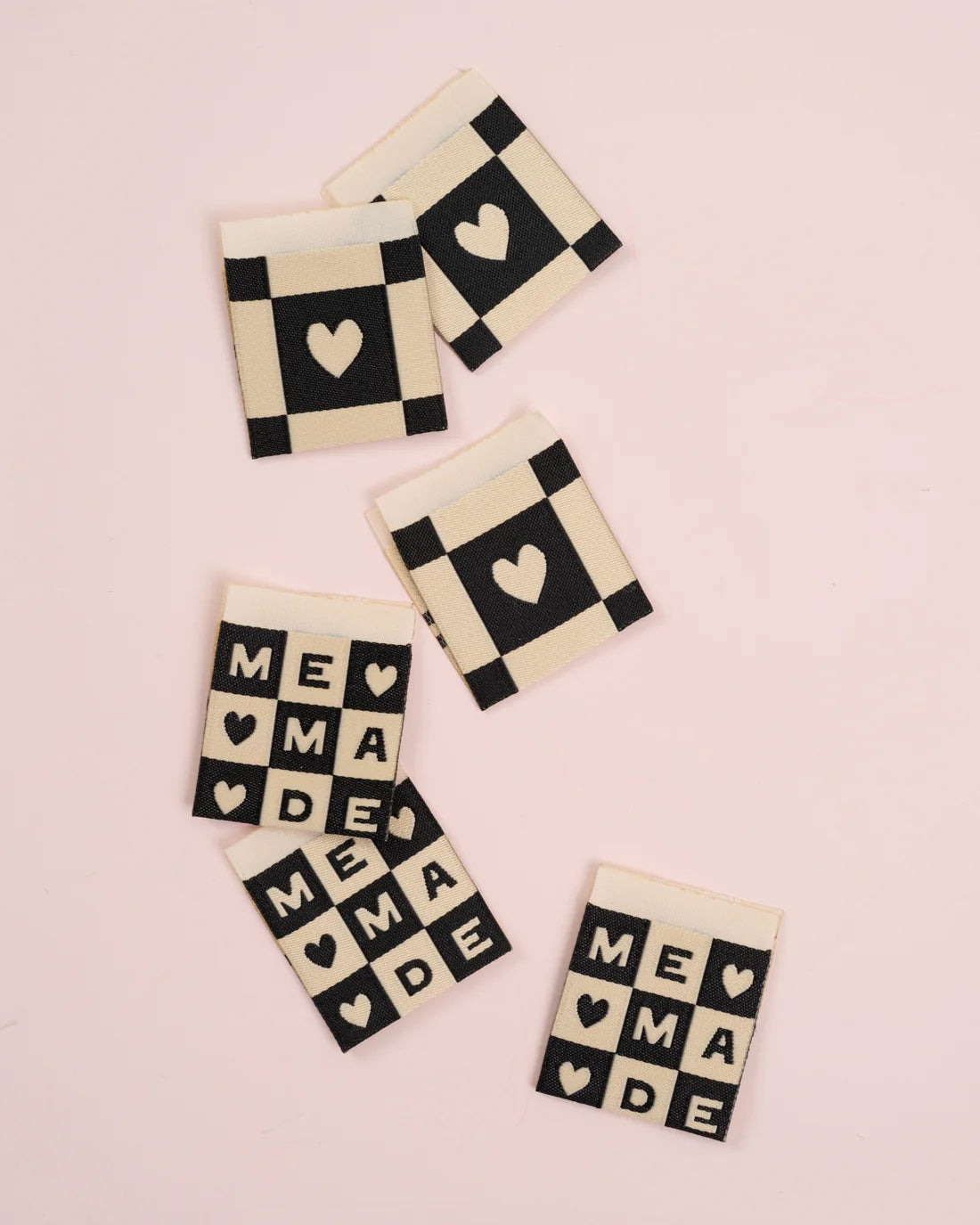 'Me Made Square' woven labels from Matchy Matchy Sewing Club on The Fold Line. The pack includes 6 woven labels to sew onto your handmade clothes and accessories.