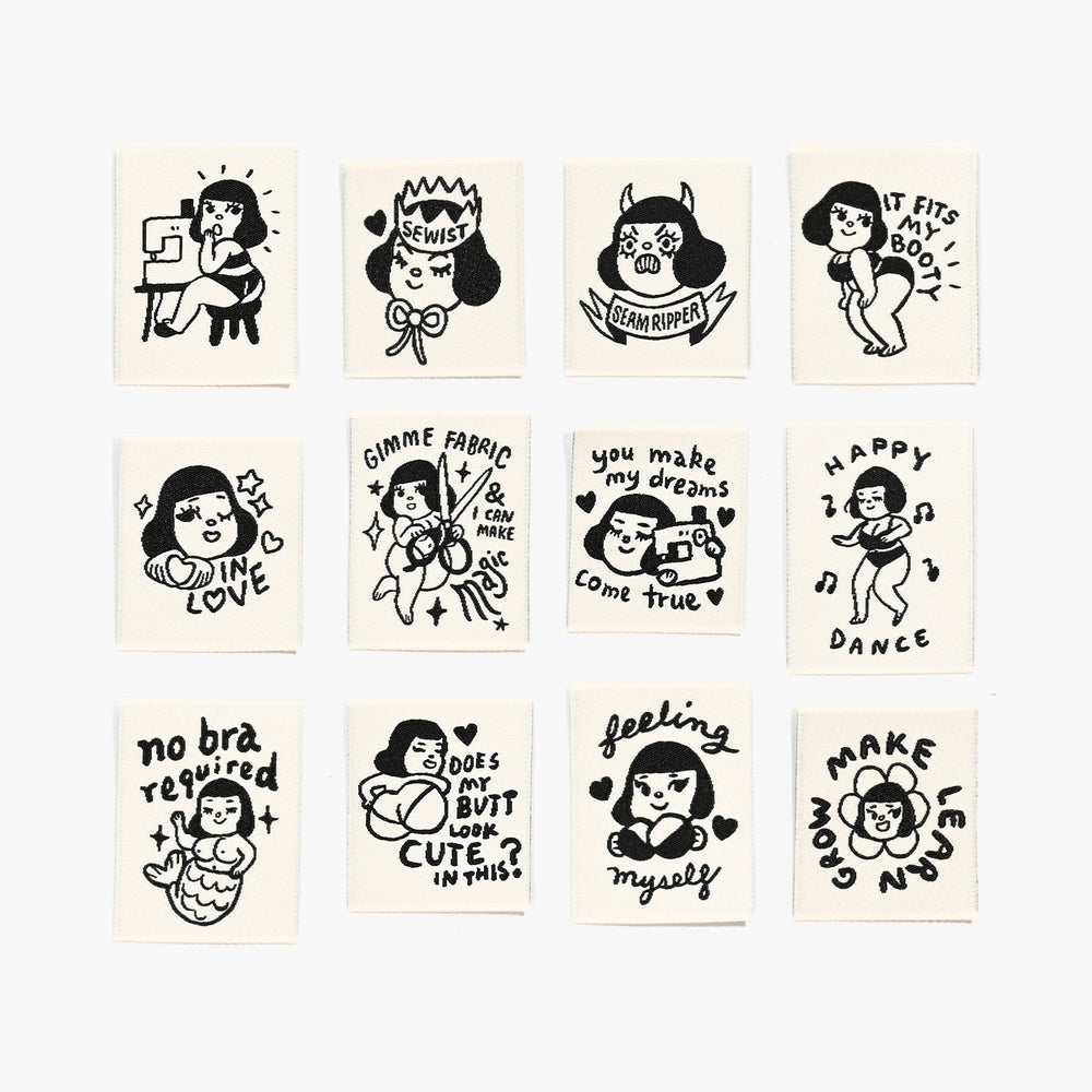 Mel Stringer x KATM woven labels from Kylie & The Machine on The Fold Line. This limited edition box set includes 12 woven labels ready to be sewn into your handmade clothes.