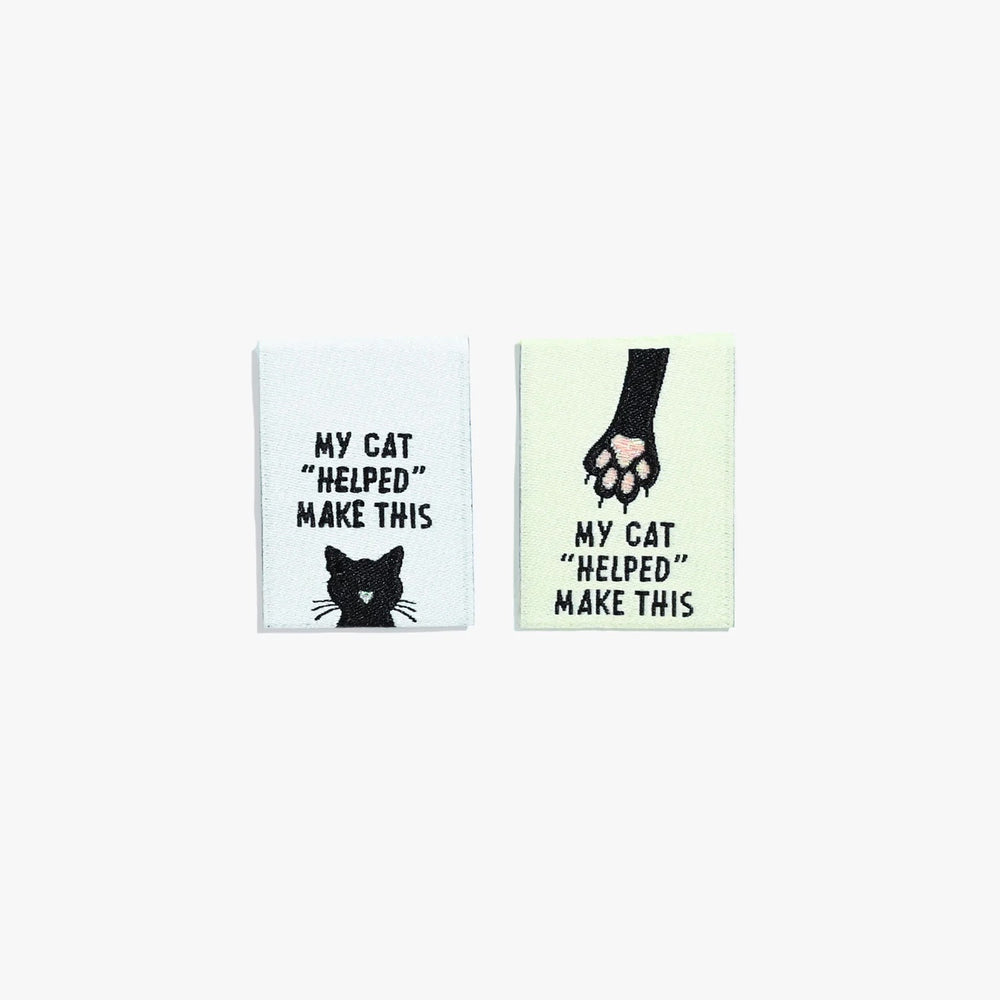 'My Cat "Helped" Make This' woven labels from Kylie & The Machine on The Fold Line. The pack includes 6 woven labels ready to be sewn into your handmade clothes.