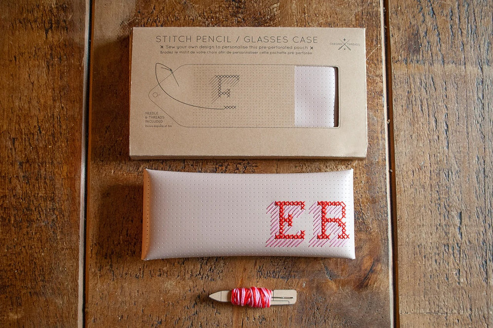 The Sewing Tools / Pencil / Glasses Case from Chasing Threads on The Fold Line. Embellish this envelope pocket with your own stitched design.