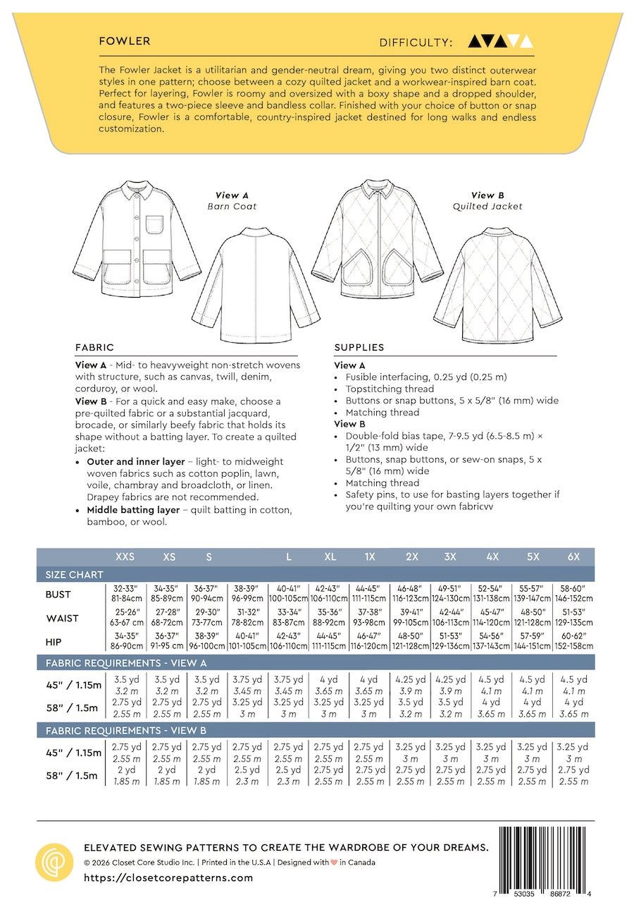 Closet Core Patterns Fowler Jacket