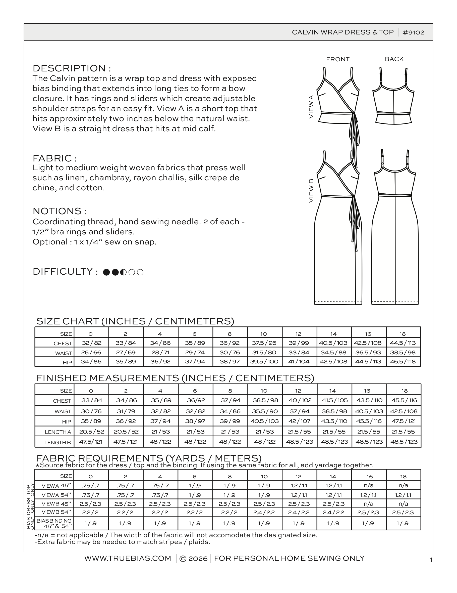 True Bias Calvin Wrap Dress and Top