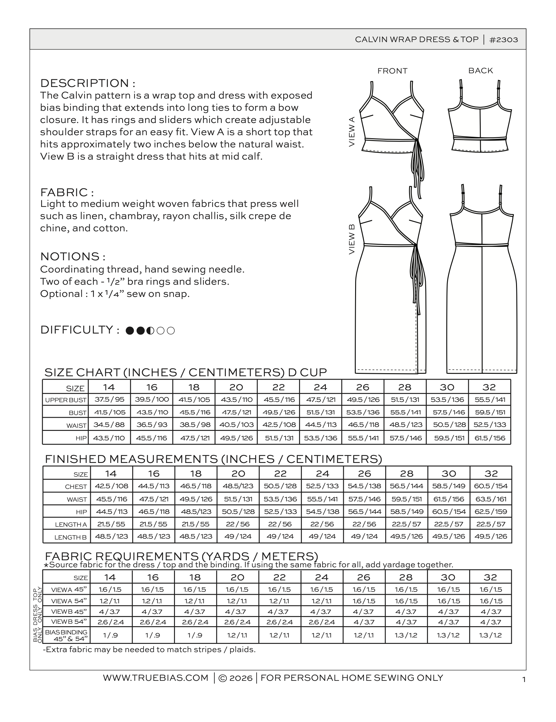 True Bias Calvin Wrap Dress and Top