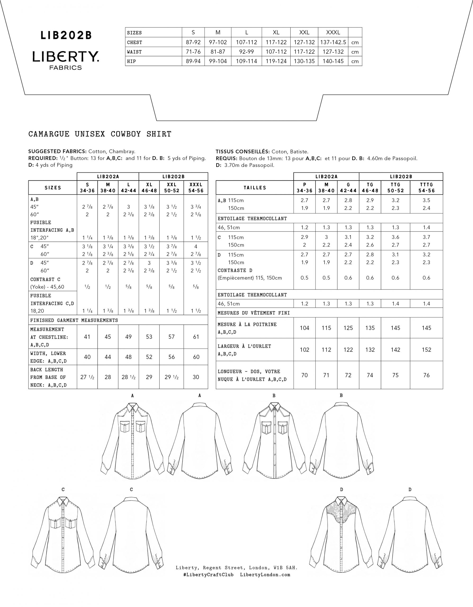 Liberty Sewing Patterns Camargue Cowboy Shirt