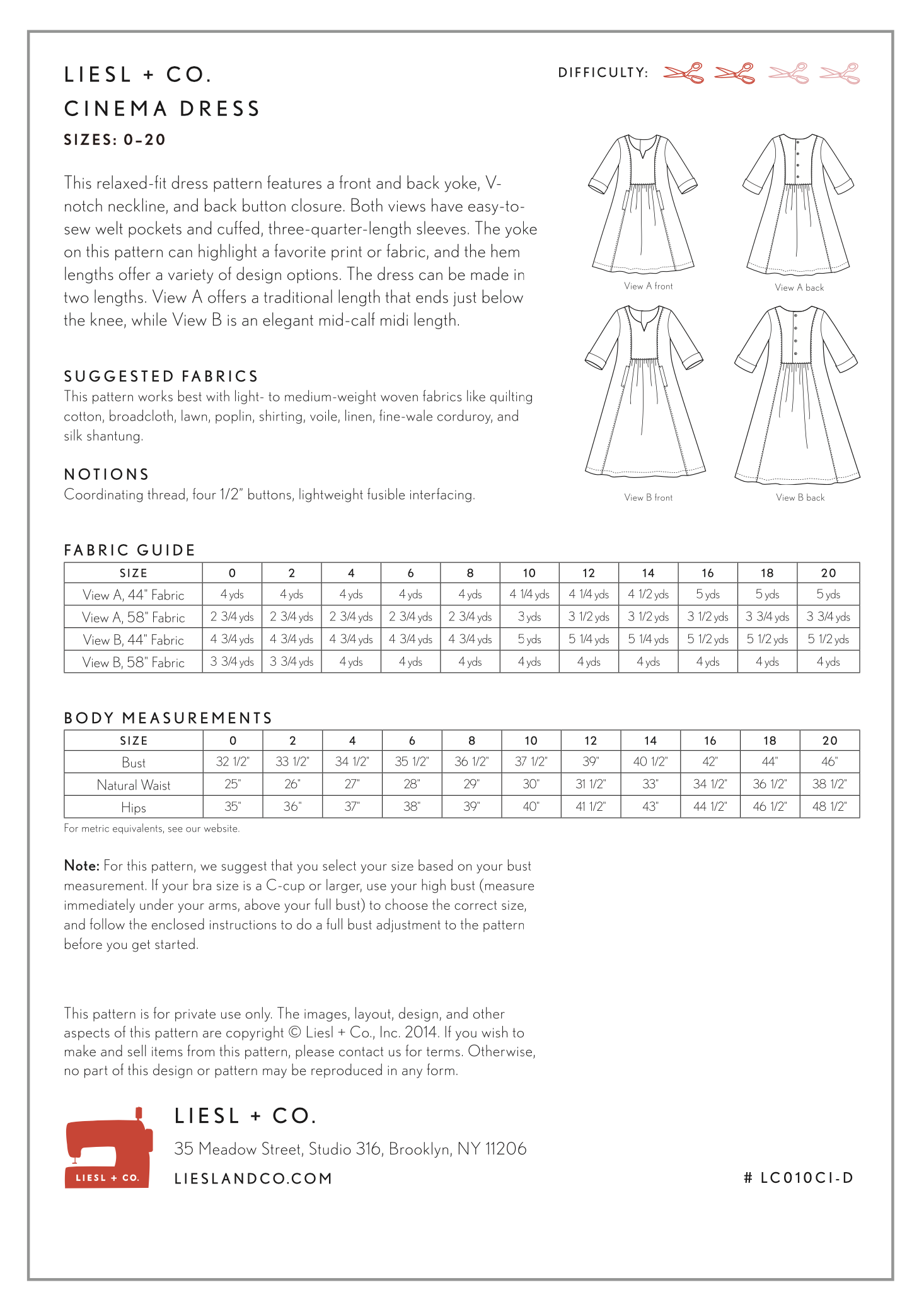 Liesl + Co Cinema Dress PDF