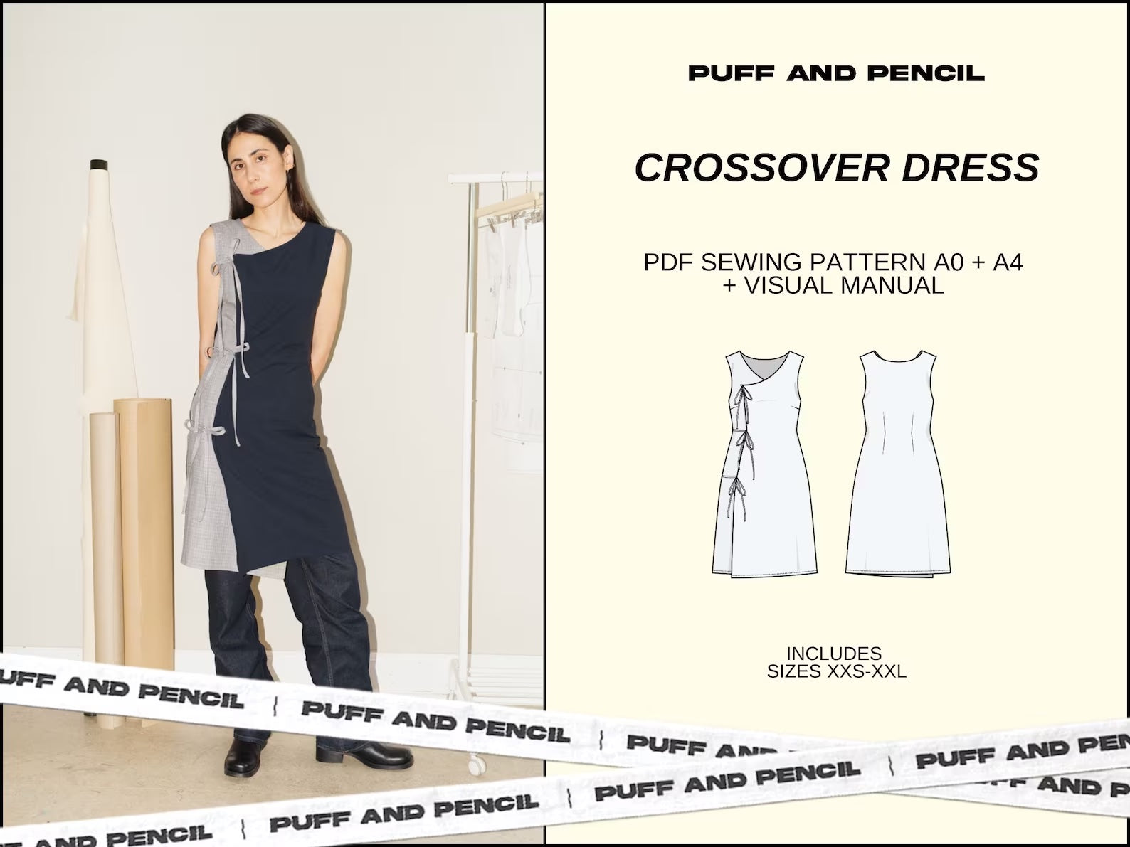 Puff and Pencil Crossover Dress