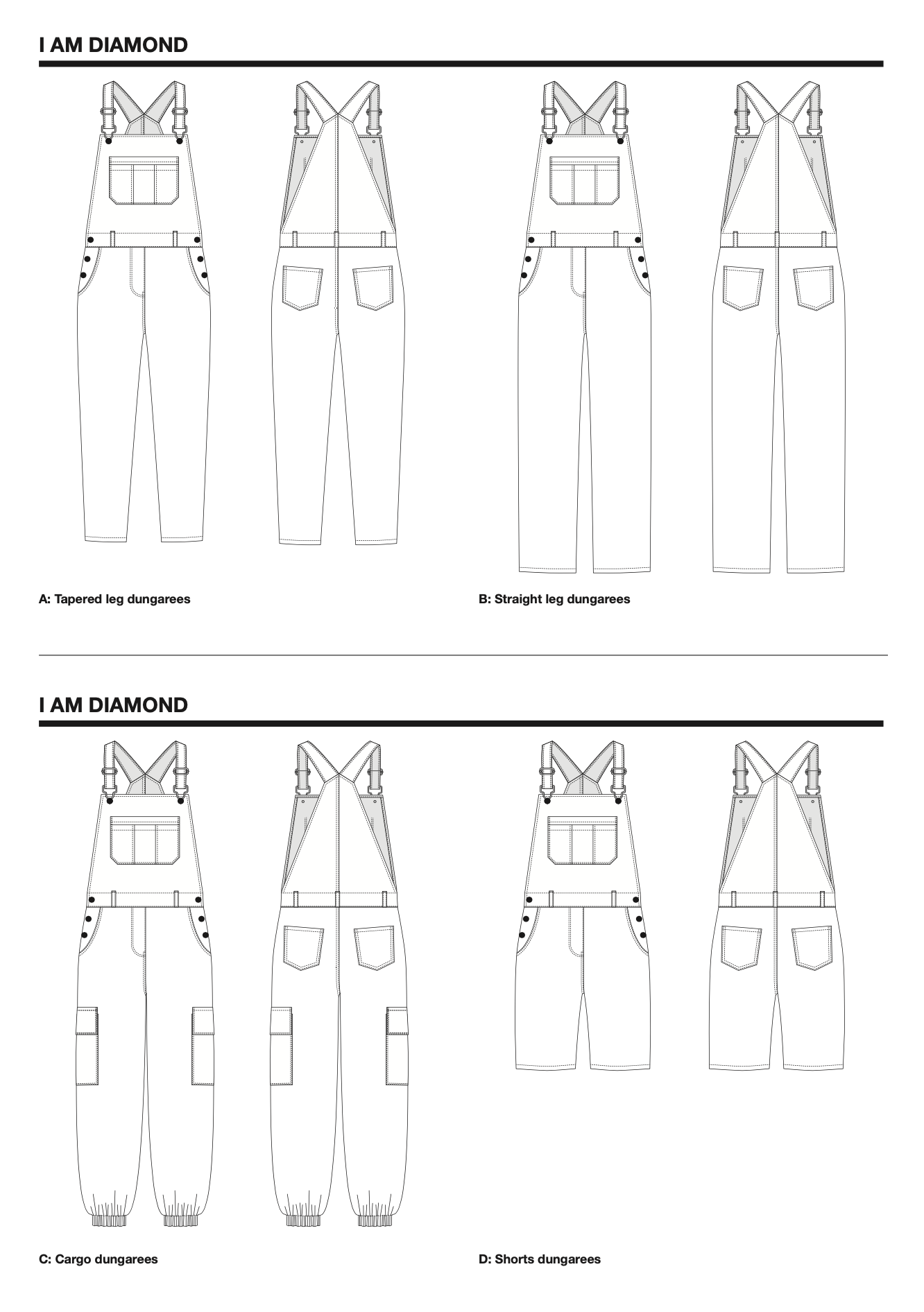 I AM Patterns Diamond Dungarees