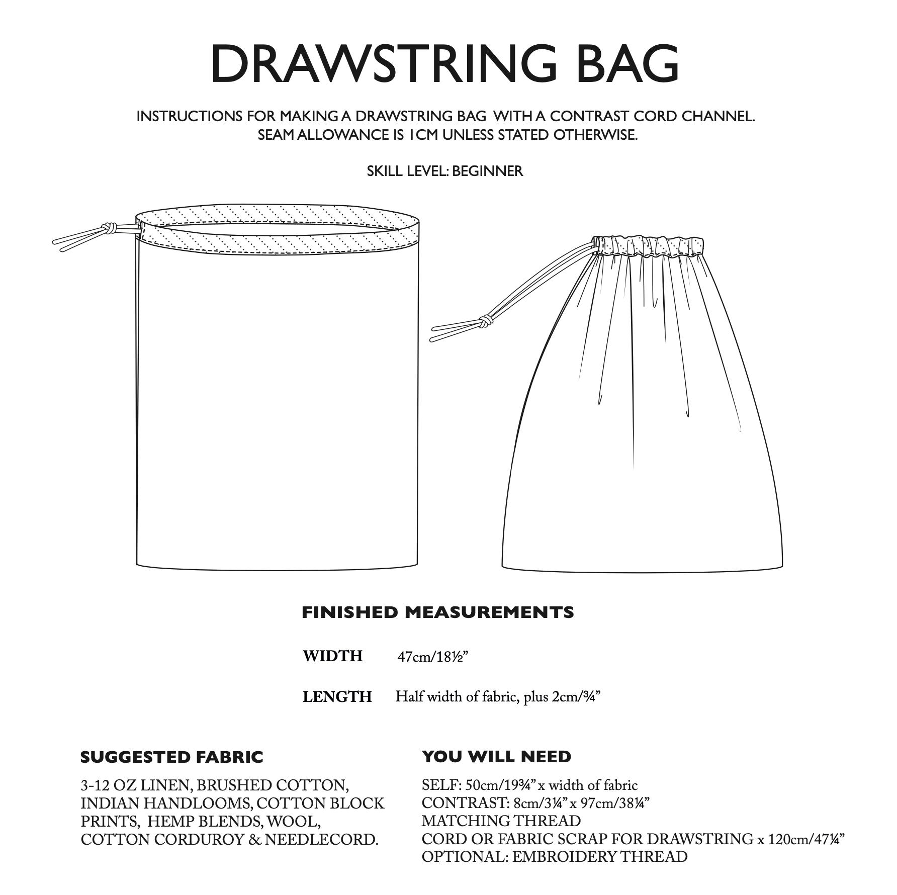 drawstring bag how to tie