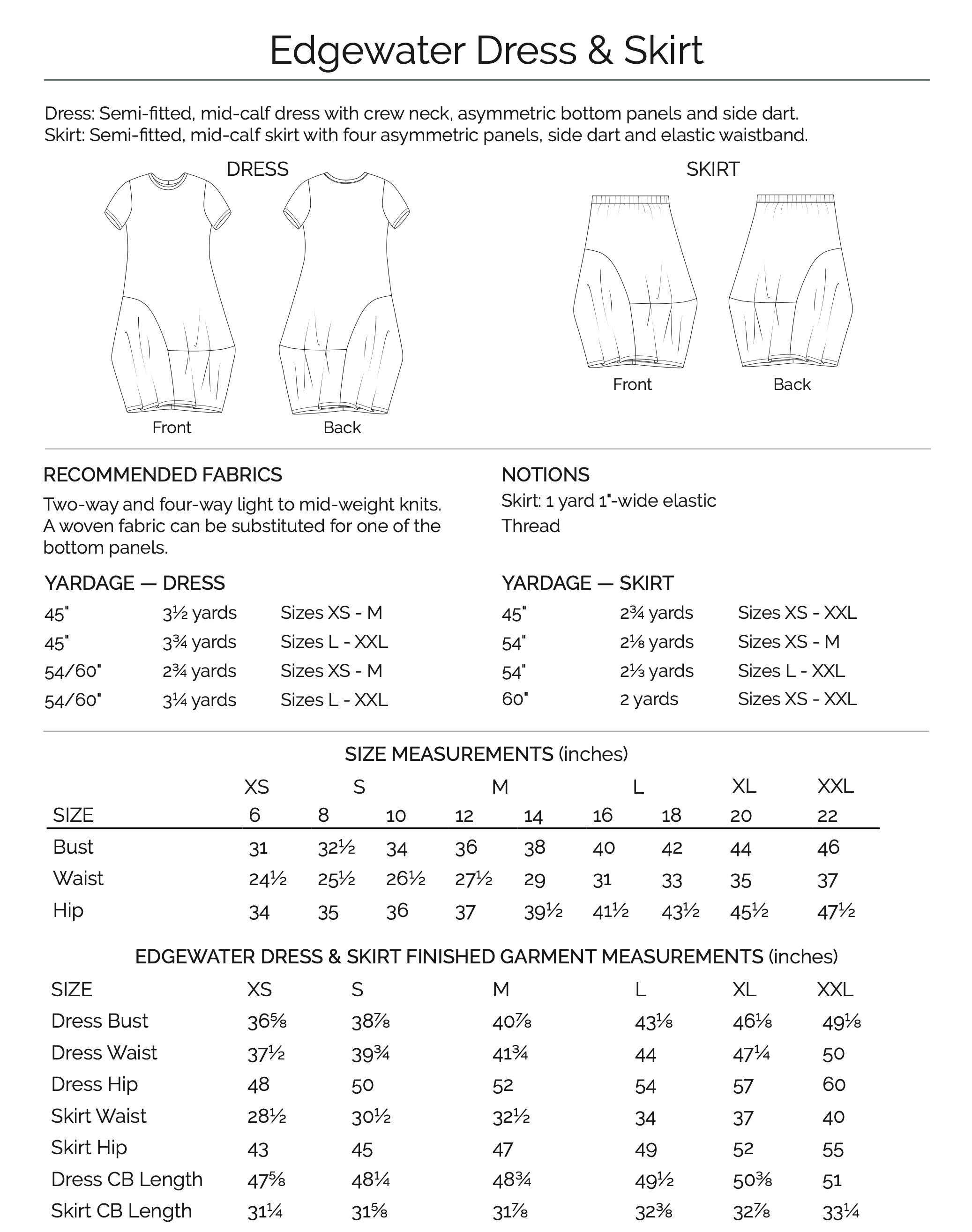 The Sewing Workshop Edgewater Dress & Skirt