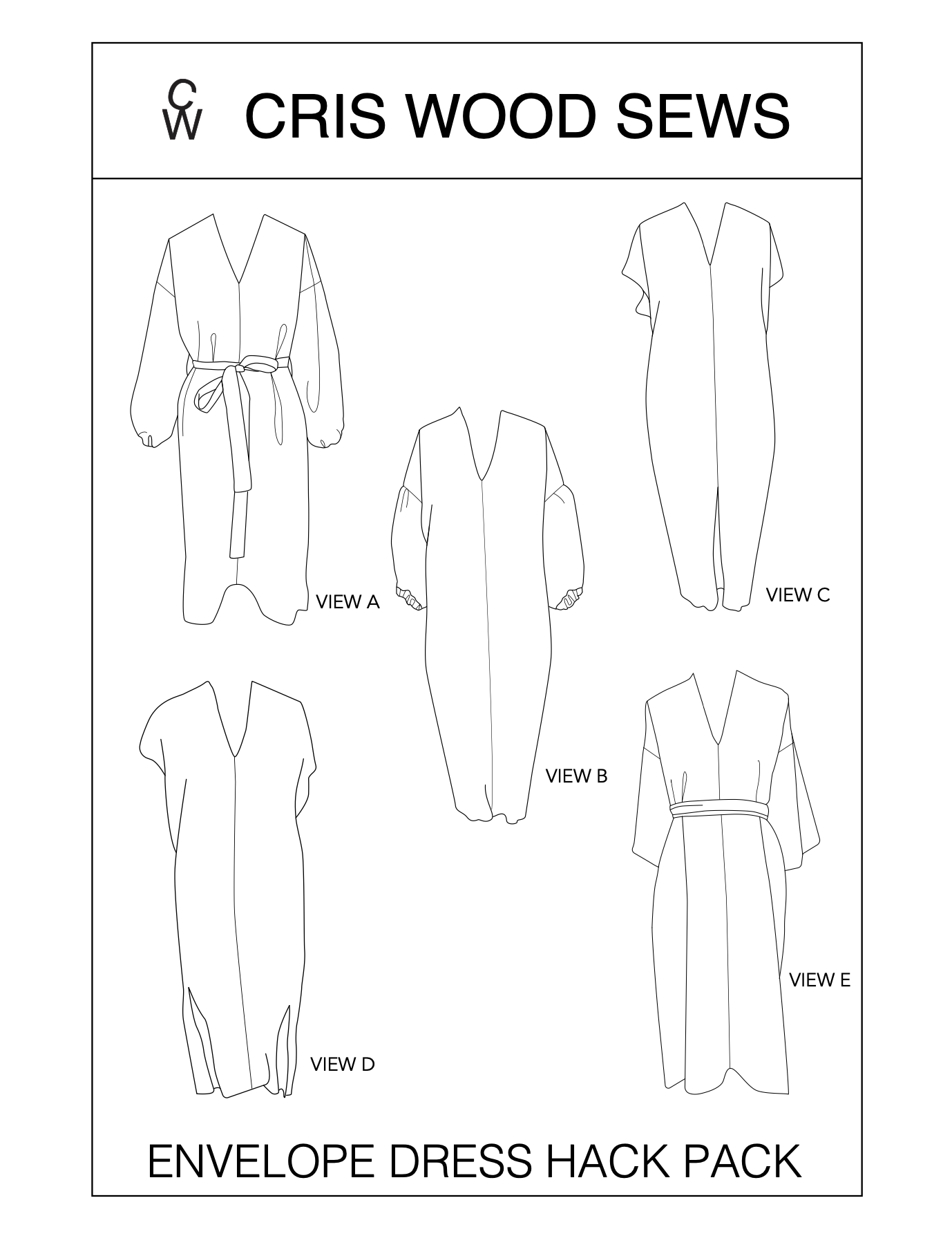 Cris Wood Sews Envelope Dress Hack Pack PDF