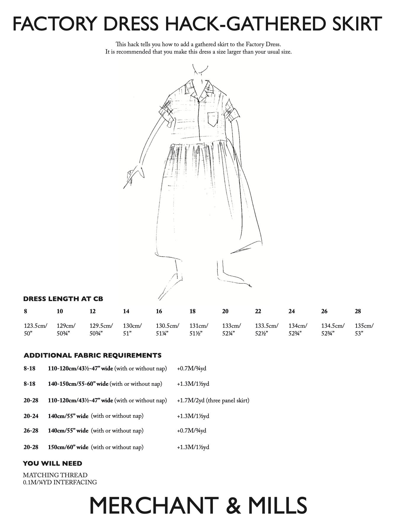 Merchant & Mills Factory Dress Gathered Skirt Hack (free) The Fold Line Merchant & Mills Factory Dress Gathered Skirt Hack (free) The Fold Line