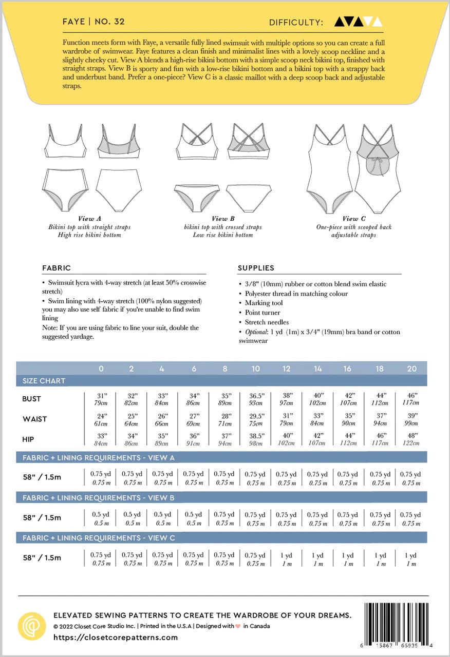 Closet Core Patterns Faye Swimsuit