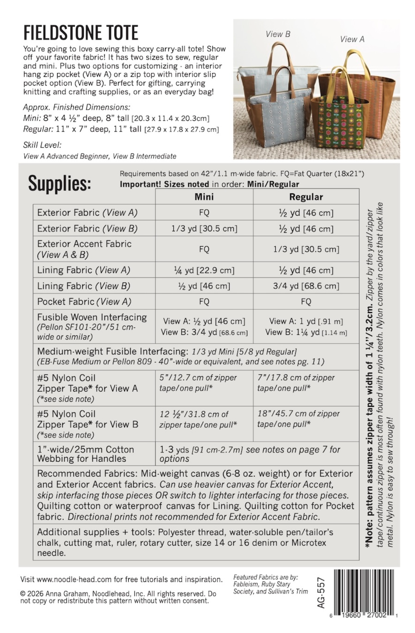 Noodlehead Fieldstone Tote