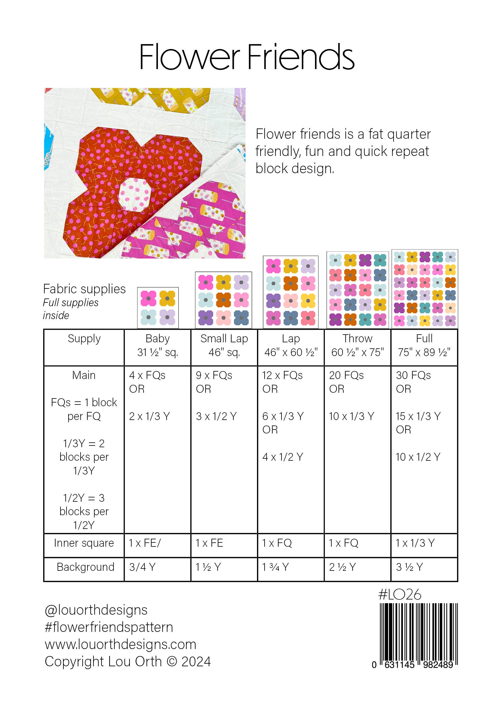 Lou Orth Designs Flower Friends Quilt PDF