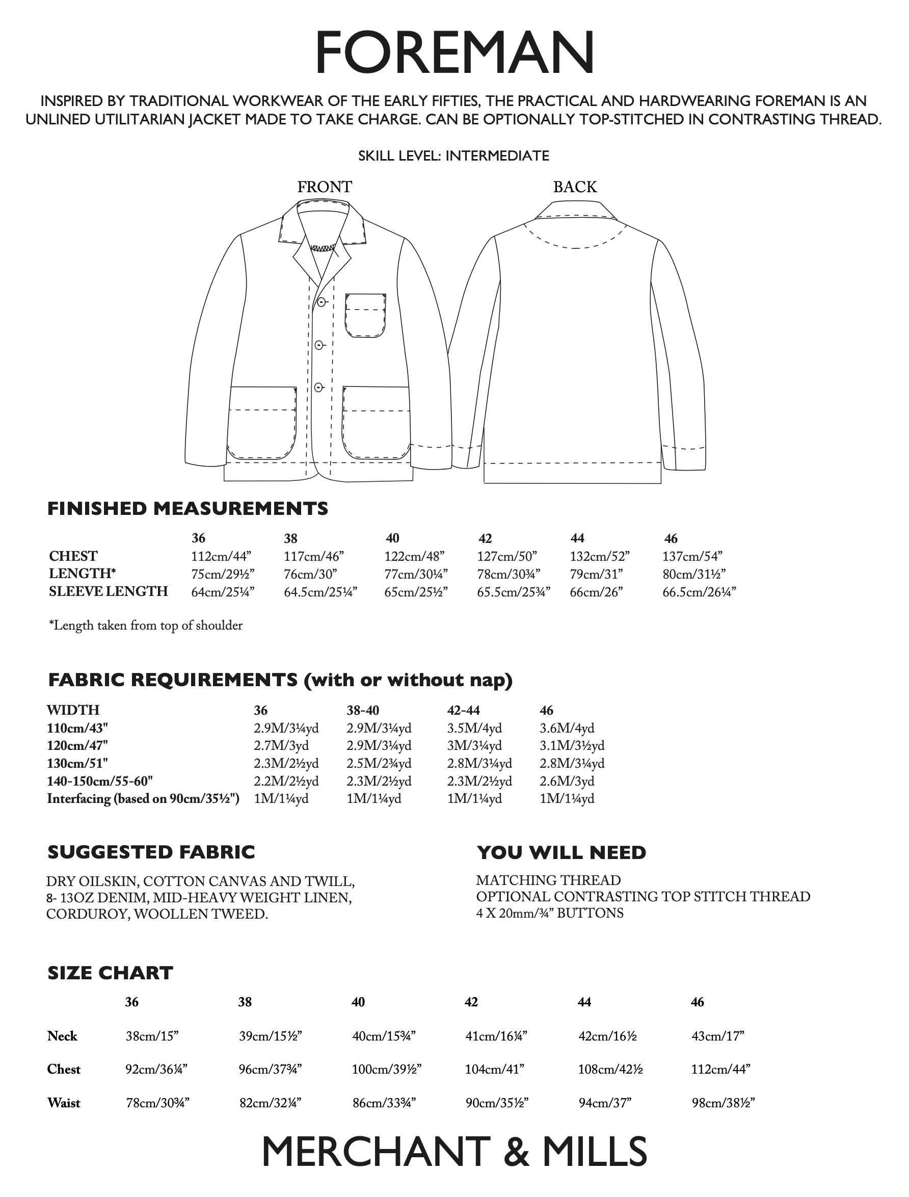 Merchant & Mills Men's Foreman Jacket