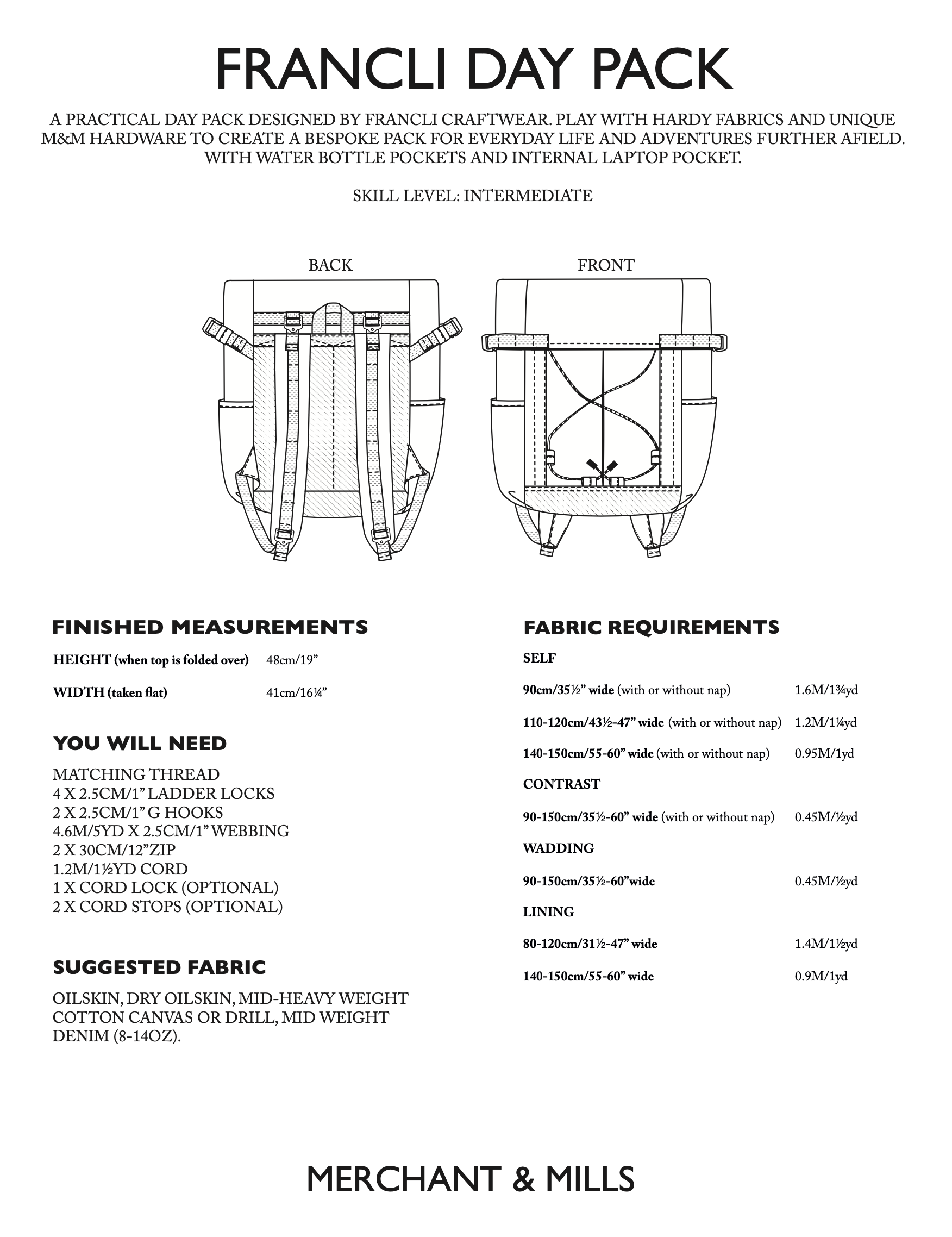 Merchant & Mills Francli Pattern and Hardware Kit Bundle