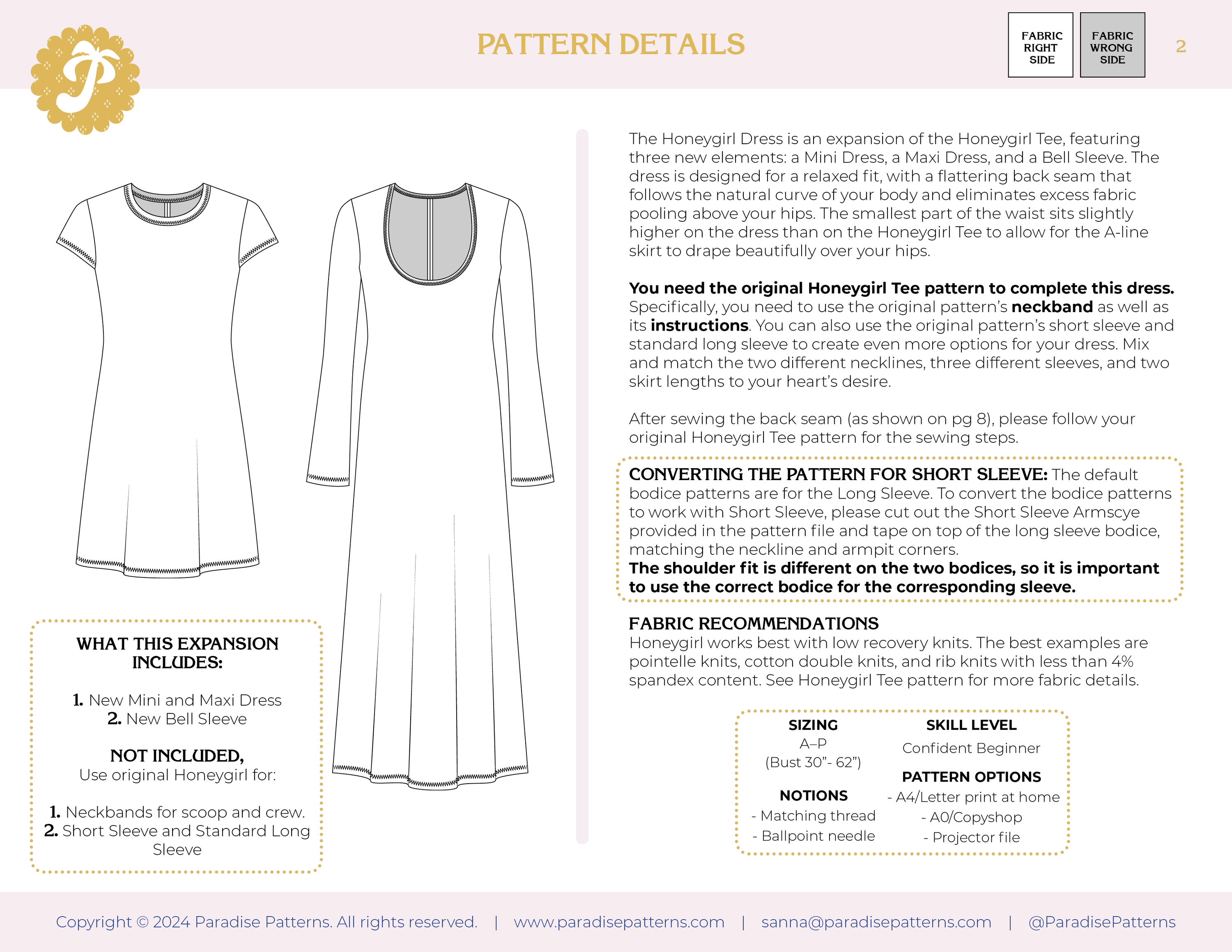 Paradise Patterns Honeygirl Dress Expansion