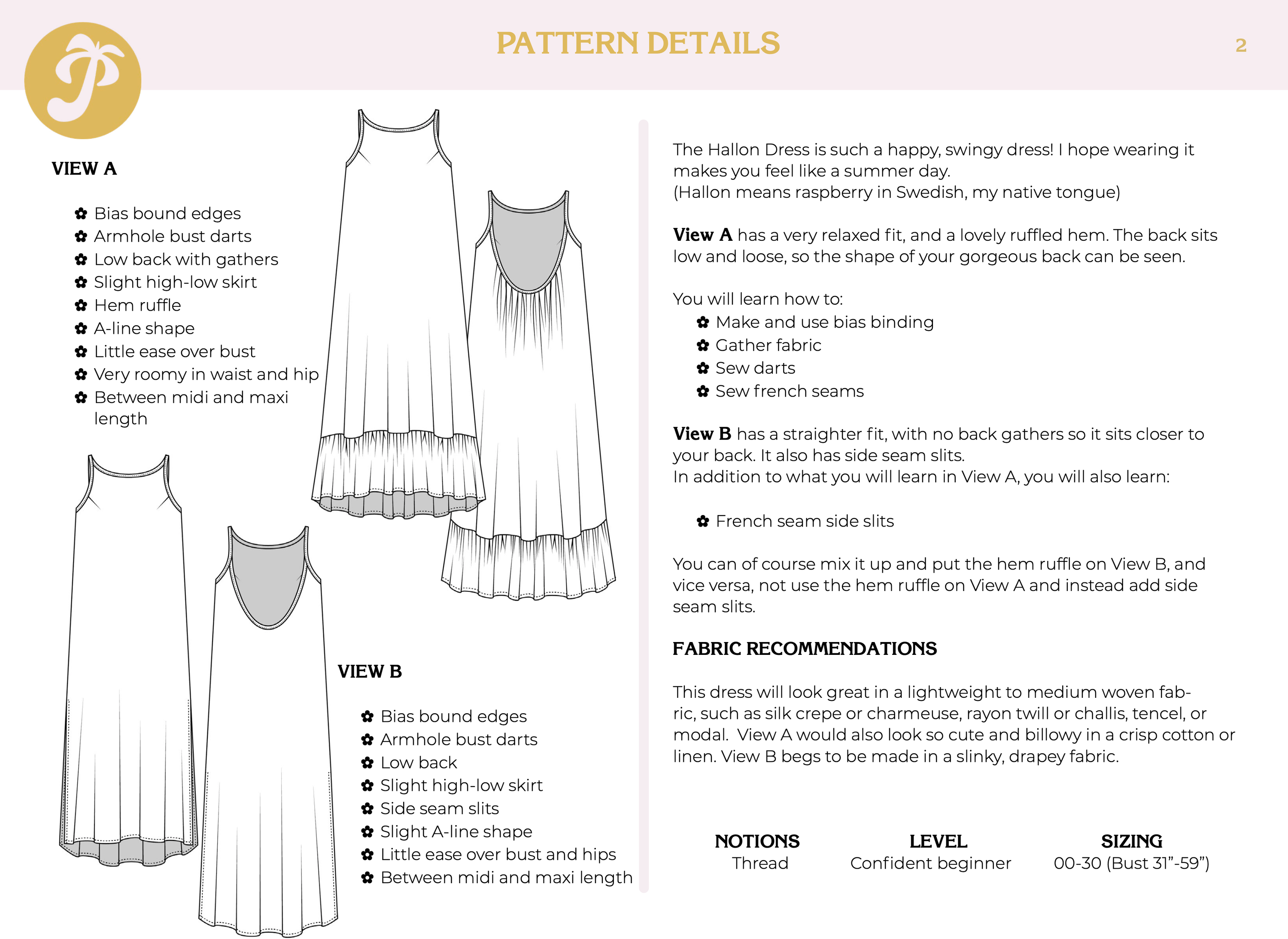 Paradise Patterns Hallon Dress