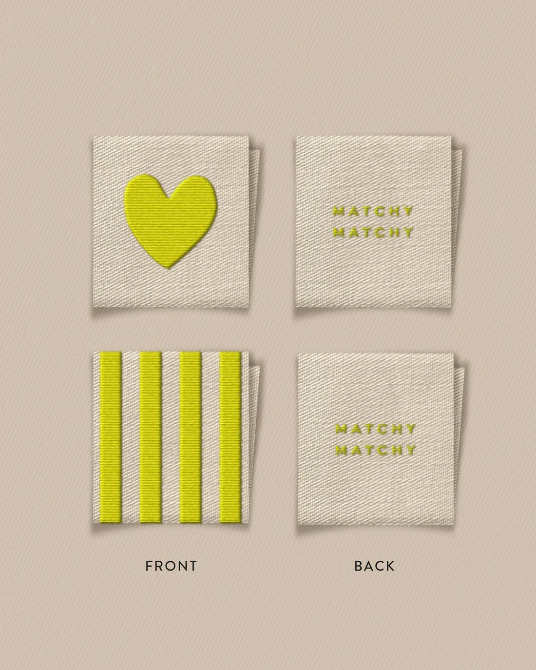 Matchy Matchy 'Citron Heart and Stripe Square' Labels