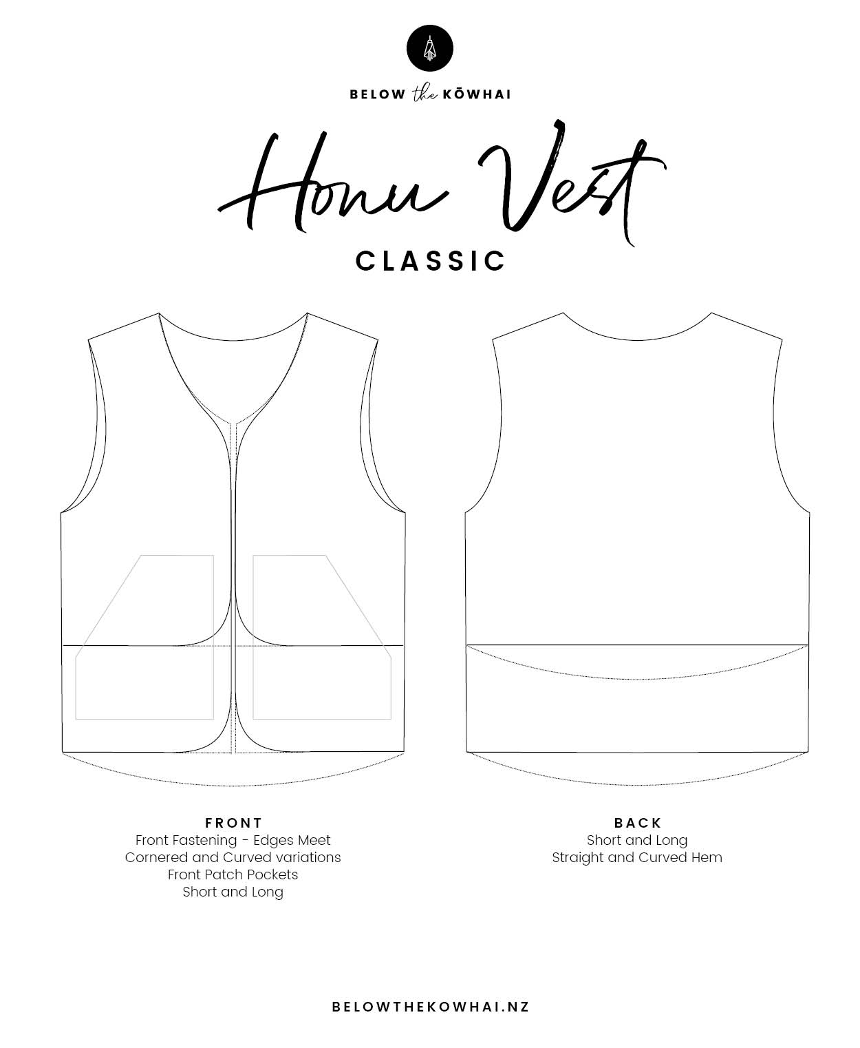 Below the Kōwhai Honu Vest (Classic)