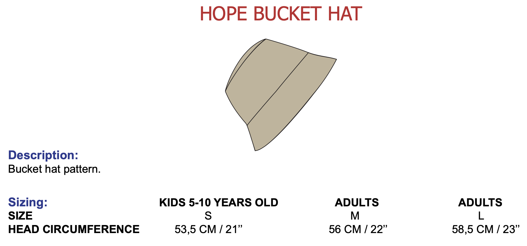 The Patterns Room Child/Women Hope Bucket Hat