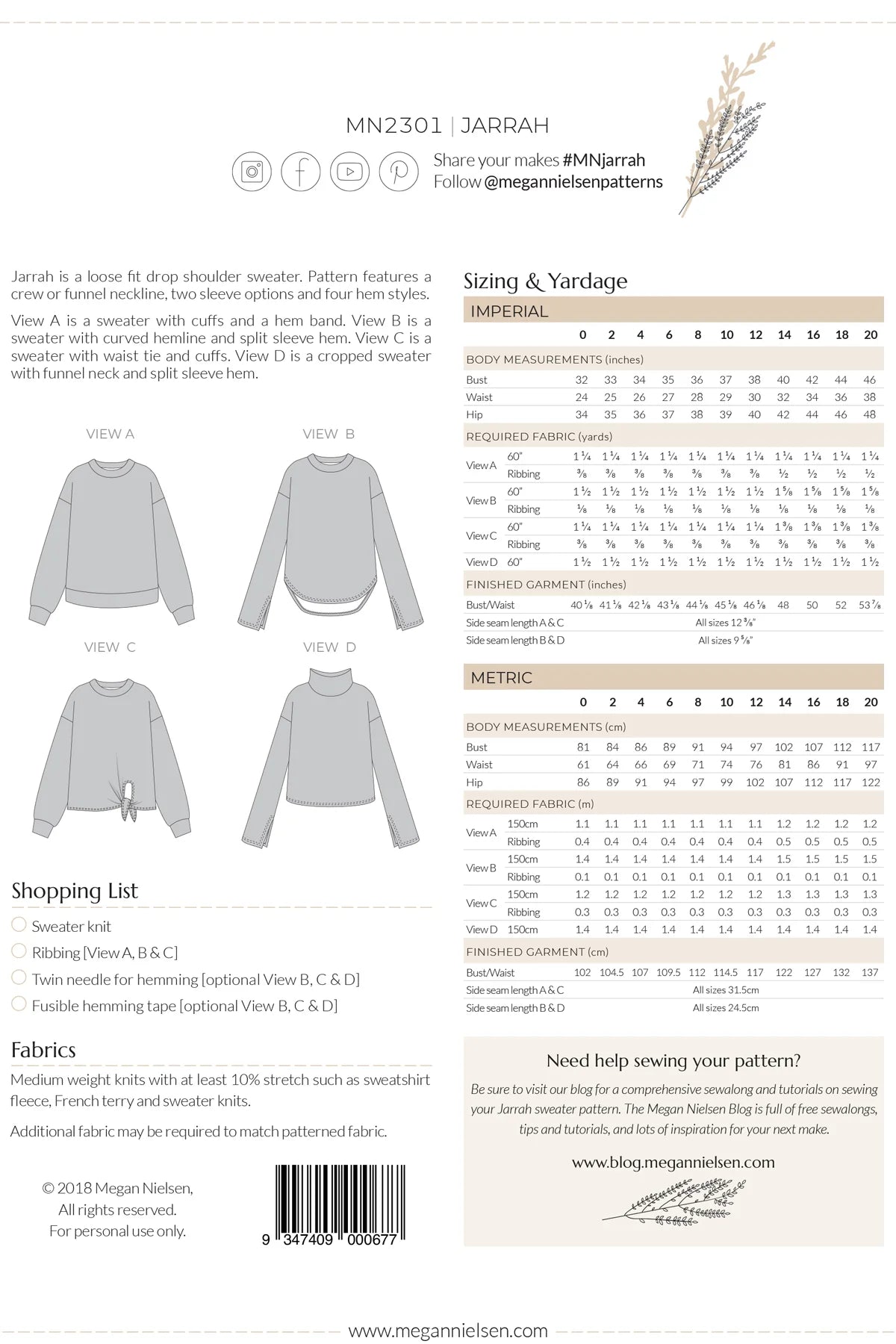 Megan Nielsen Jarrah Sweater