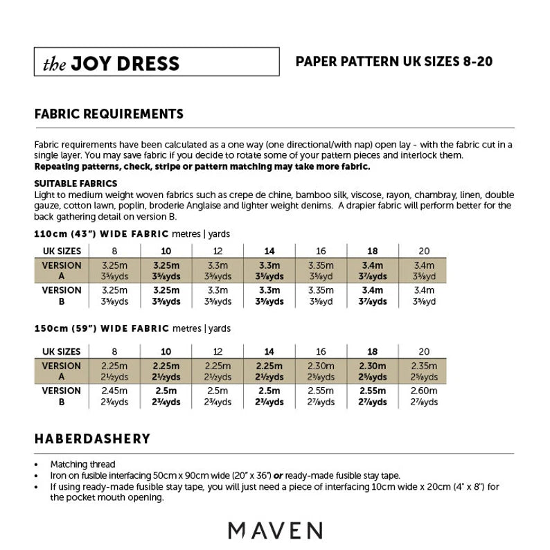 Maven Patterns Joy Dress