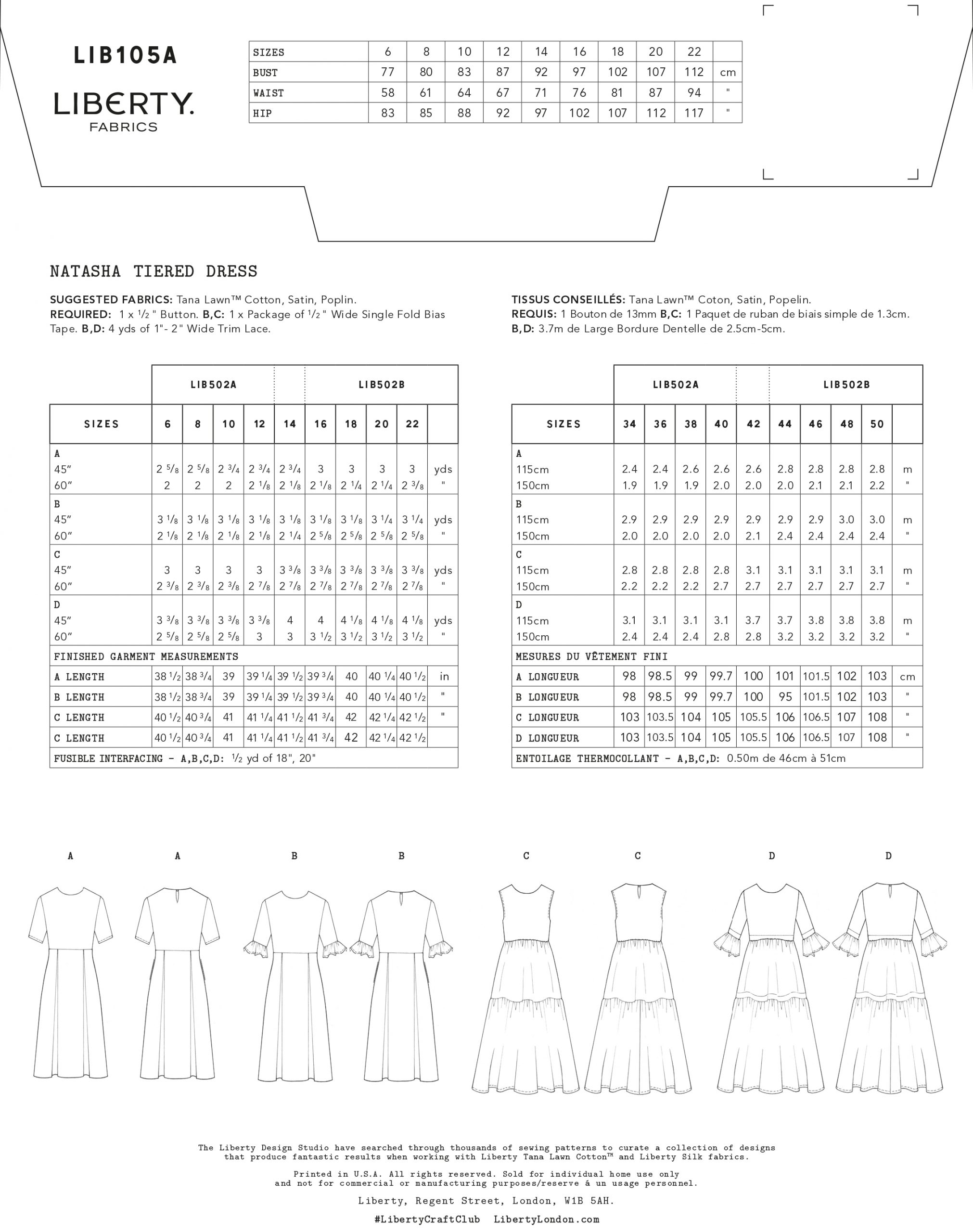 Liberty Sewing Patterns Natasha Tiered Dress