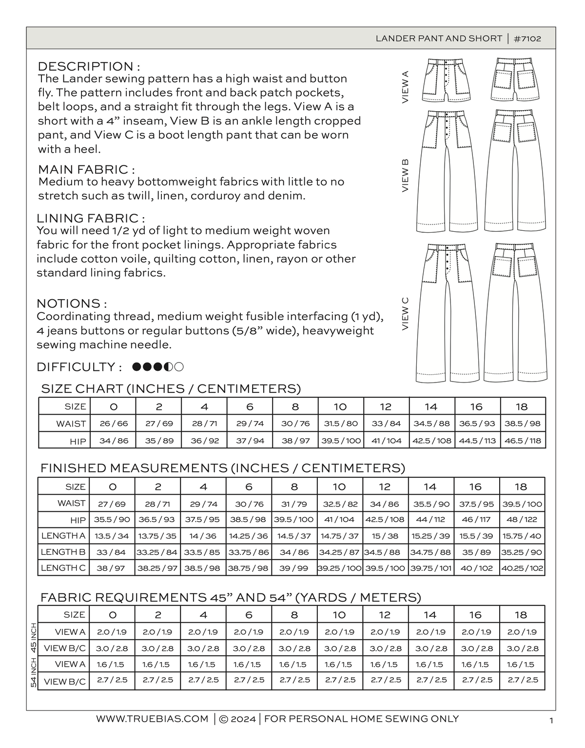 True Bias Lander Pant and Short – The Fold Line