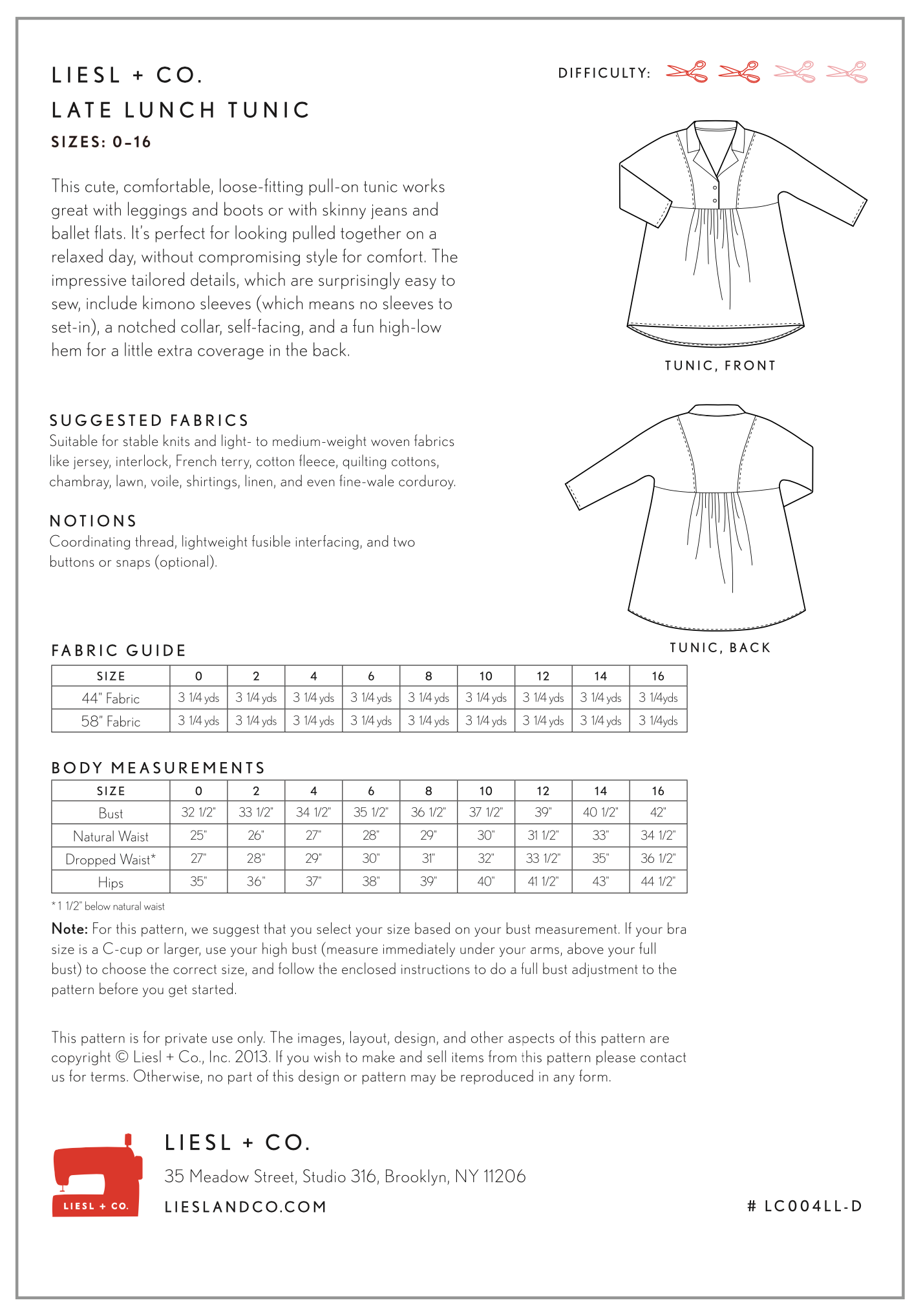 Liesl + Co Late Lunch Tunic PDF