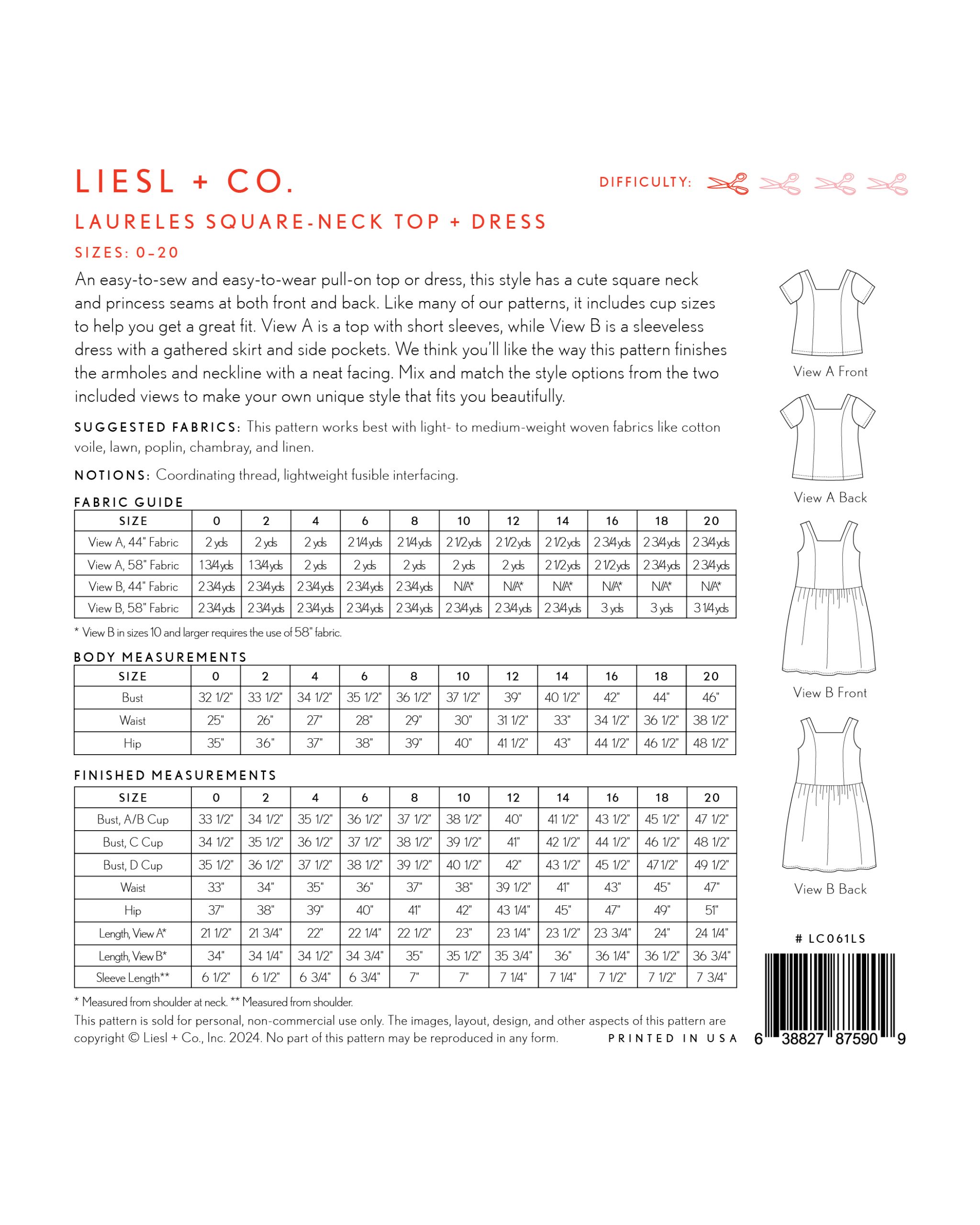 Liesl + Co Laureles Square-neck Top and Dress