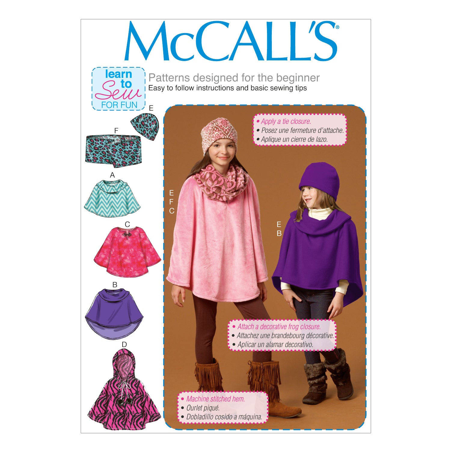 McCalls Child/Teen Poncho, Hat, Scarf M7012