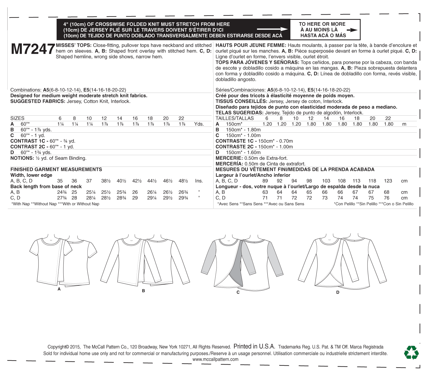 McCalls Tops M7247