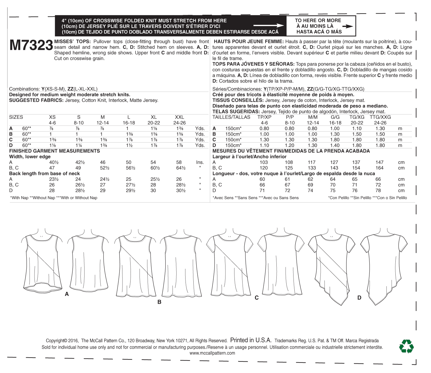 McCalls Tops M7323