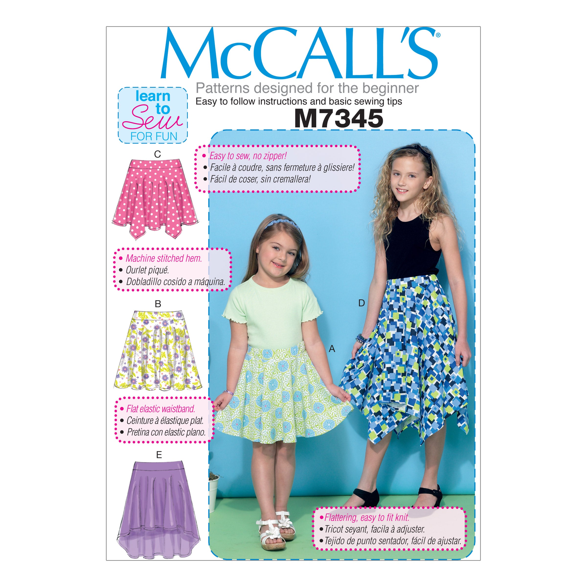 McCalls Child/Teen Skirts M7345