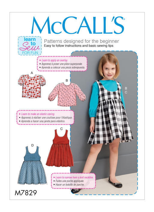 McCalls Children's Tops and Pinafores M7829
