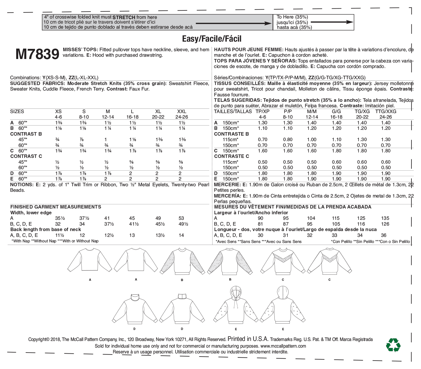 McCalls Tops M7839