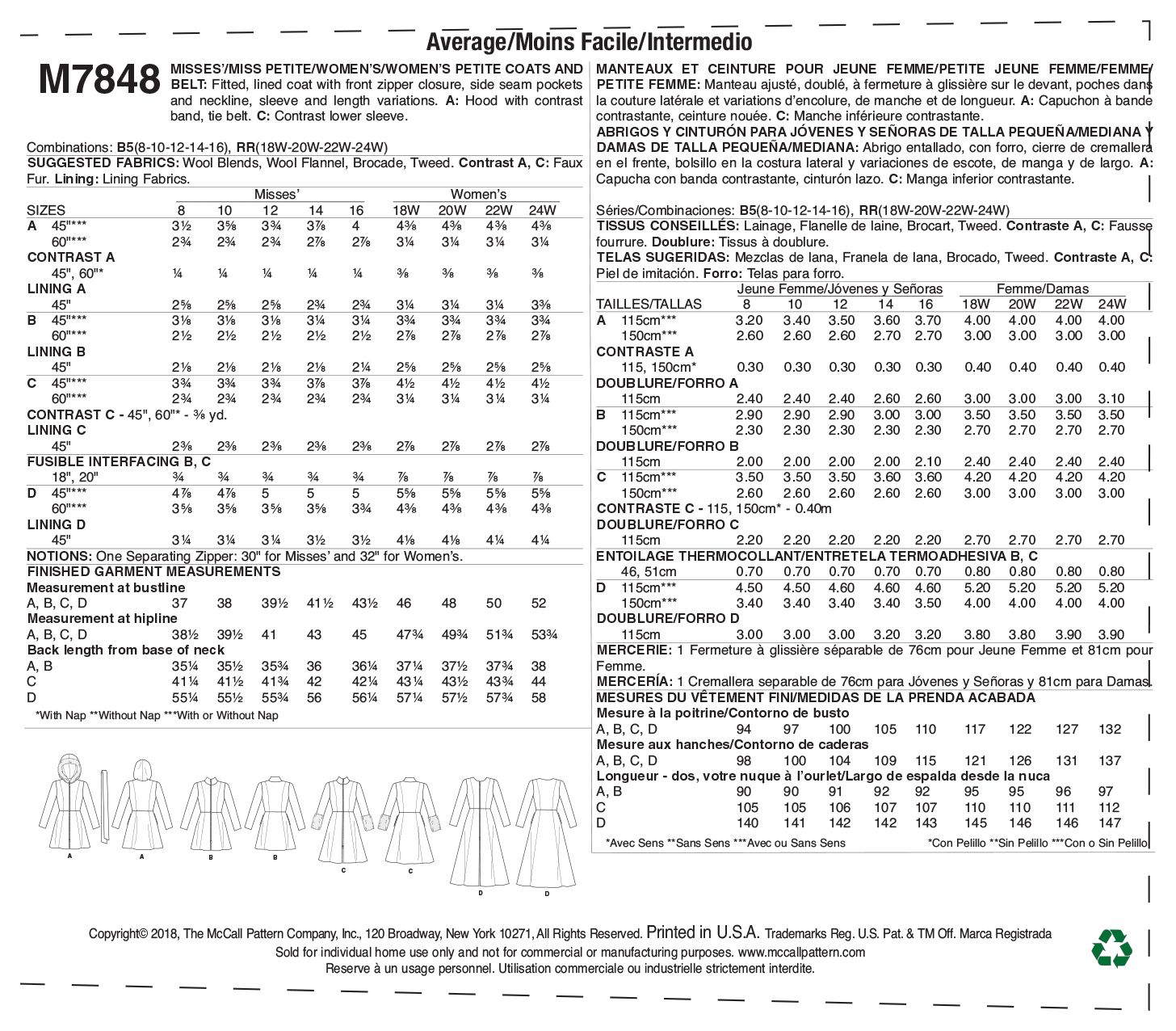 McCalls Coats M7848