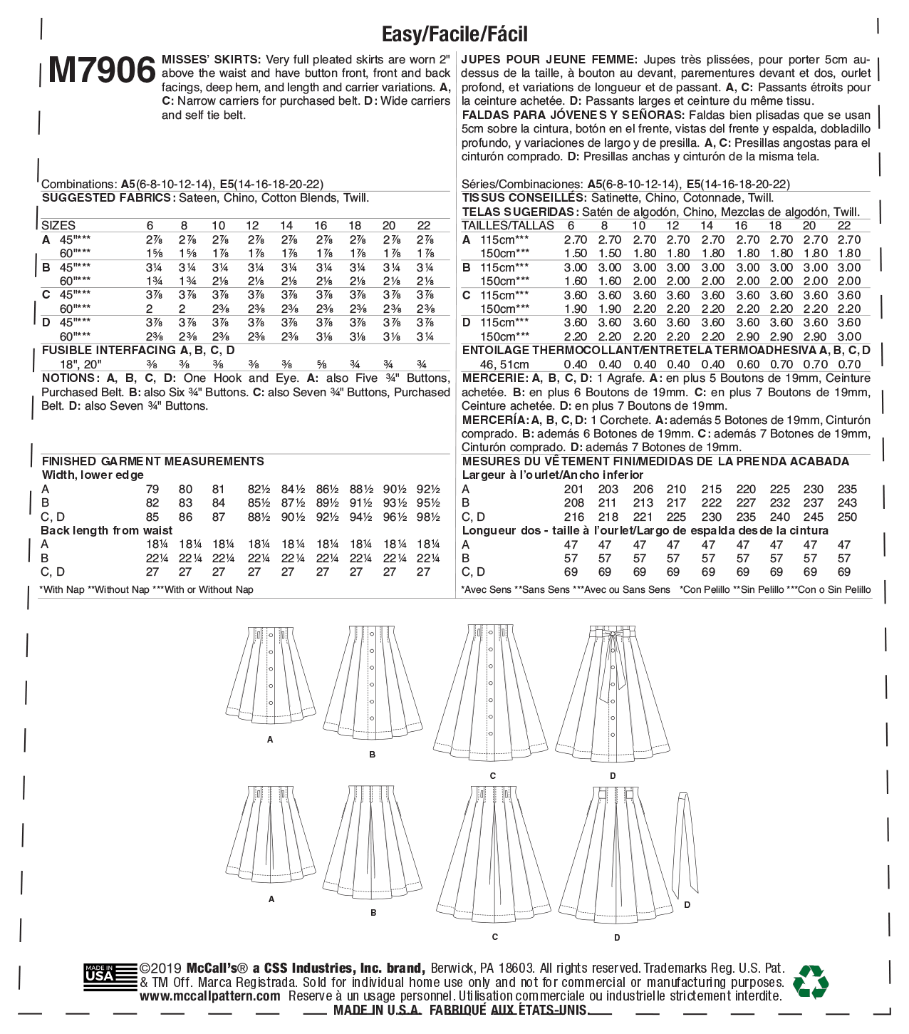 McCalls Skirts M7906