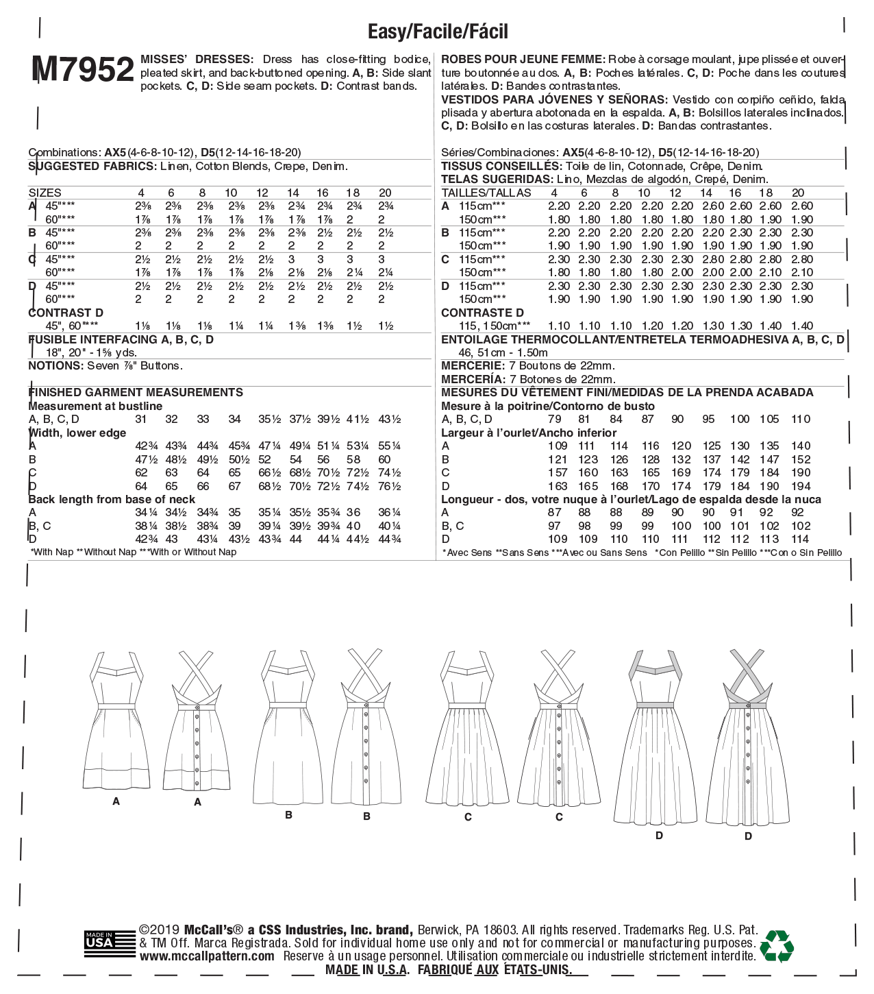 McCalls Dresses M7952