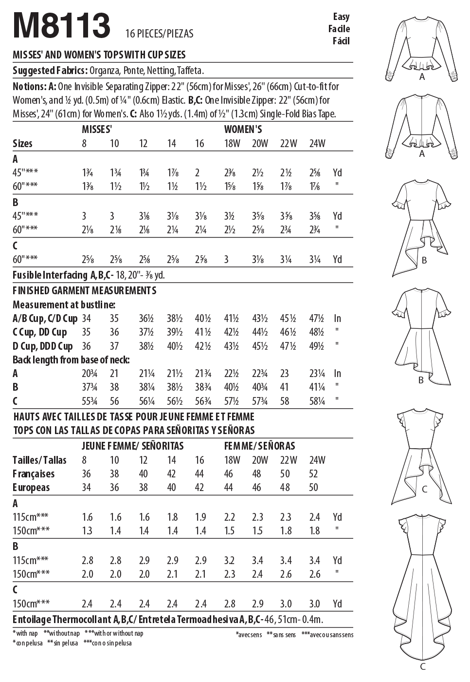 McCalls Tops M8113