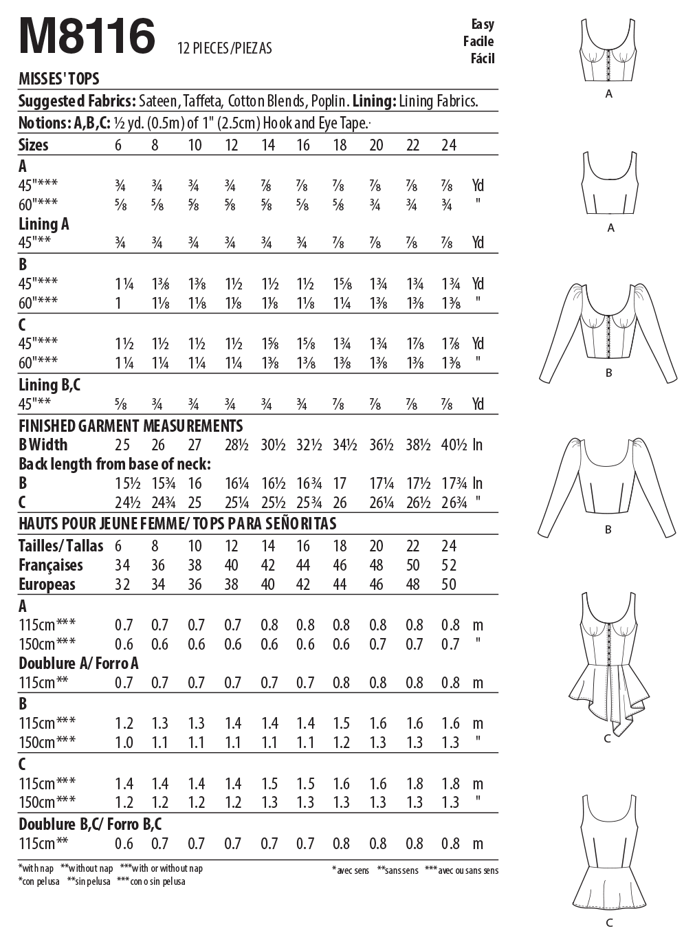 McCalls Top M8116