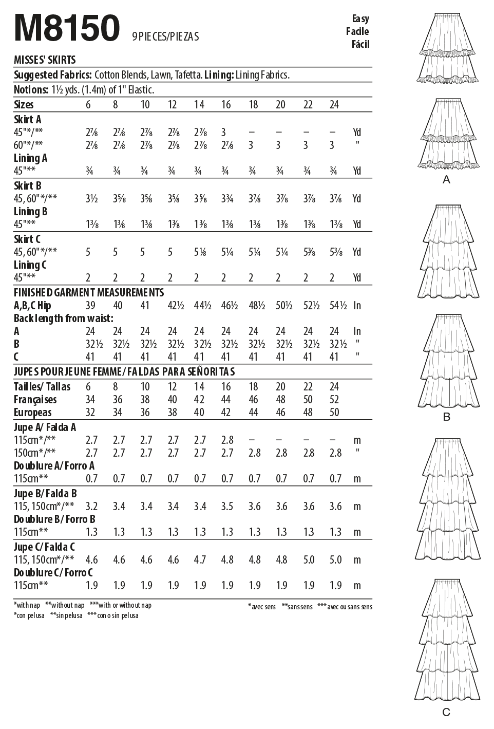 McCalls skirts M8150