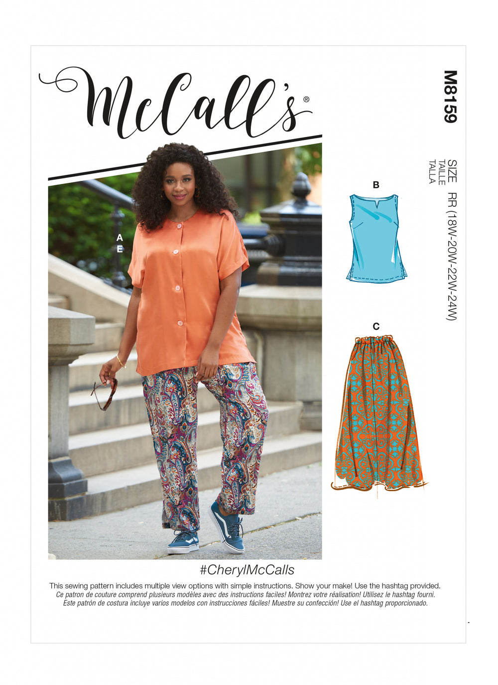 McCalls Shirt, Top, Skirt and Trousers M8159