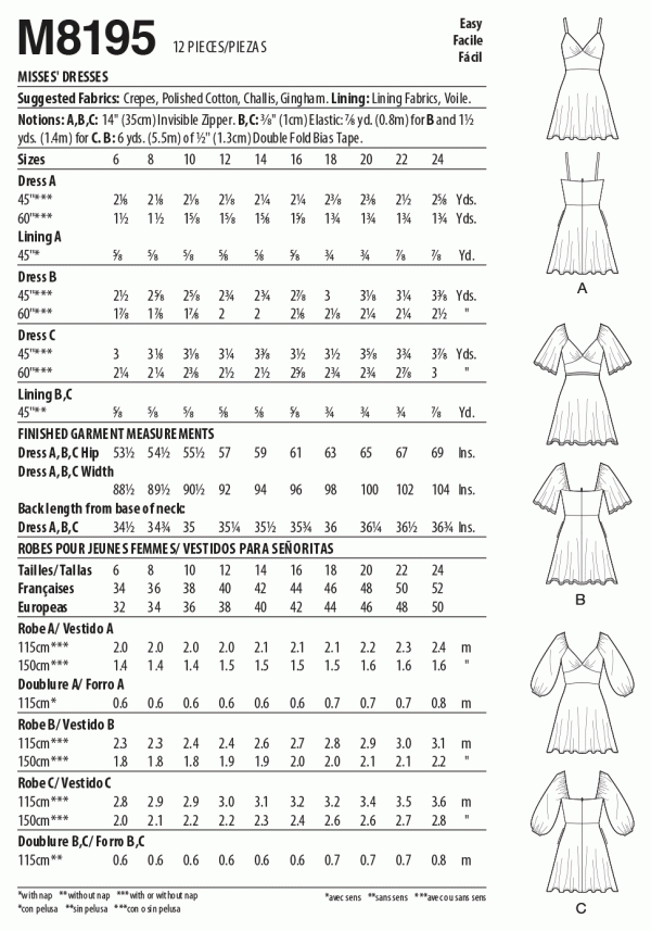 McCalls Dresses M8195 The Fold Line McCalls Dresses M8195 The Fold Line